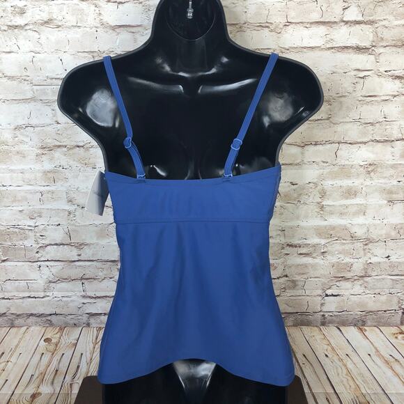 NEW Croft & Barrow Tankini Womens 8 Blue Ruffle Bandeau Swim Top - Picture 3 of 9